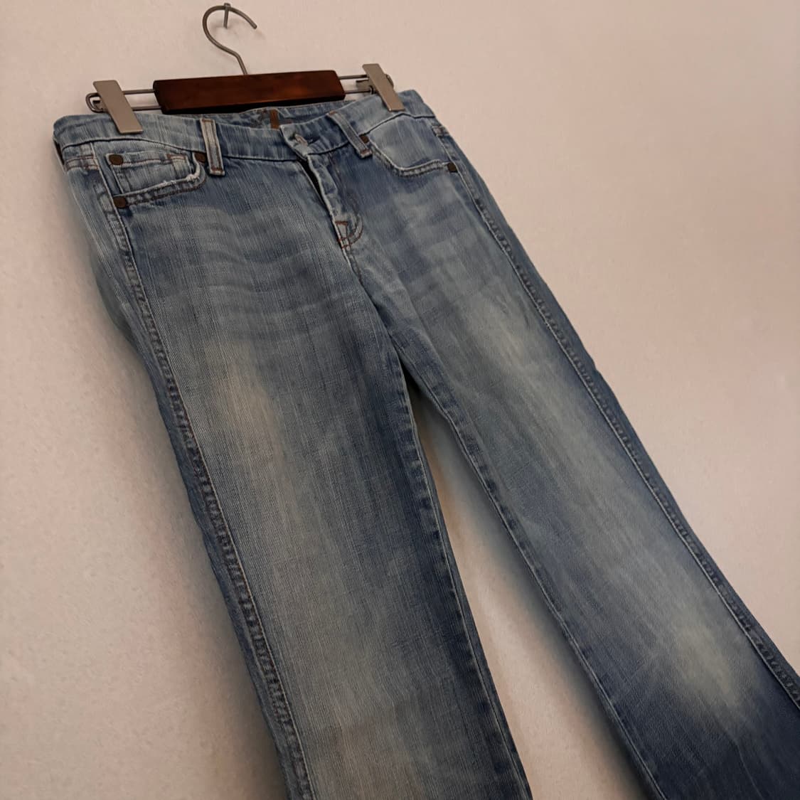 세븐진 26 부츠컷 청바지 연청 워싱 미국 수입 데님 수입 포켓 상품이미지9