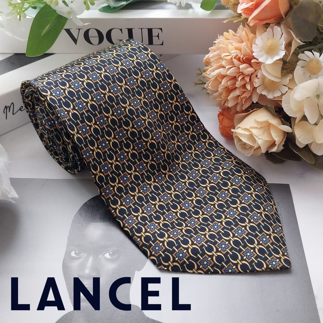 란셀 실크 블랙 패턴 넥타이 9.4cm A+등급 K2182 상품이미지2