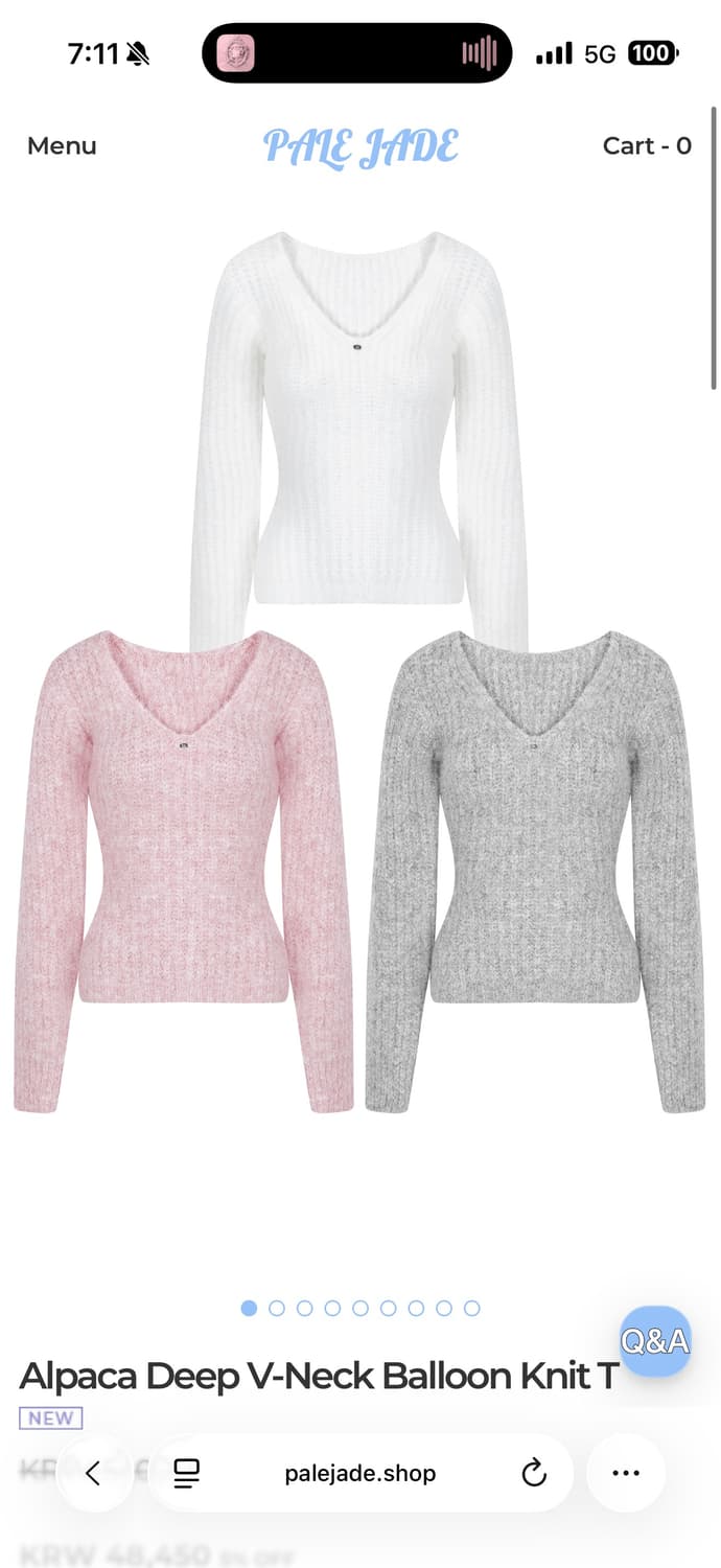 페일제이드 알파카 딥 브이넥 벌룬 니트 화이트 상품이미지3