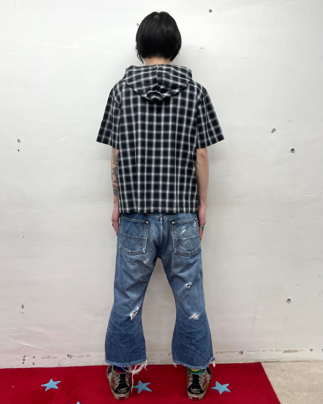 Retro Star Checkered Hoodie T-Shirt  상품이미지5