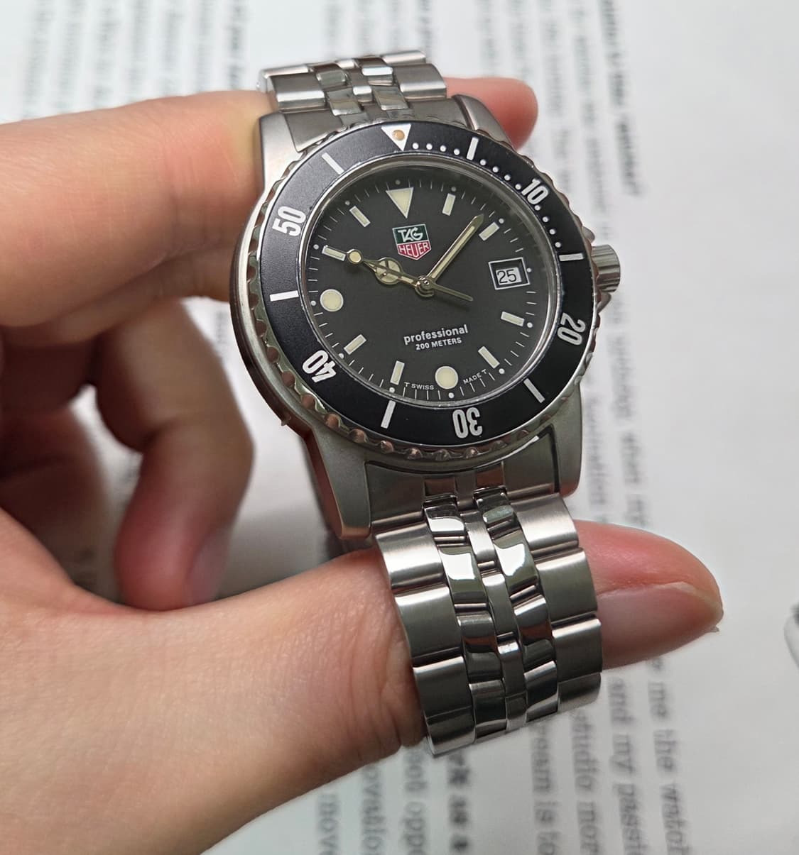 레어] 빈티지 태그호이어 프로페셔널 1500 블랙 태그섭 벤츠핸즈 쿼츠  상품이미지5