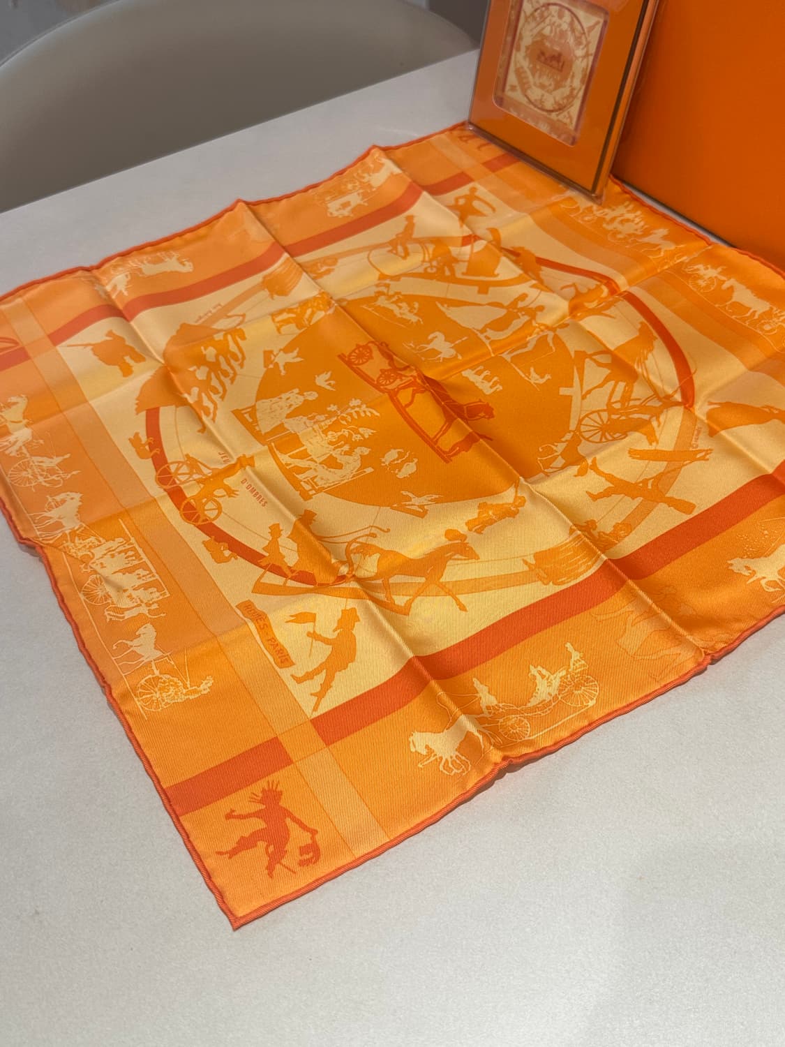 정품 에르메스 실크 스카프 오렌지 상품이미지3