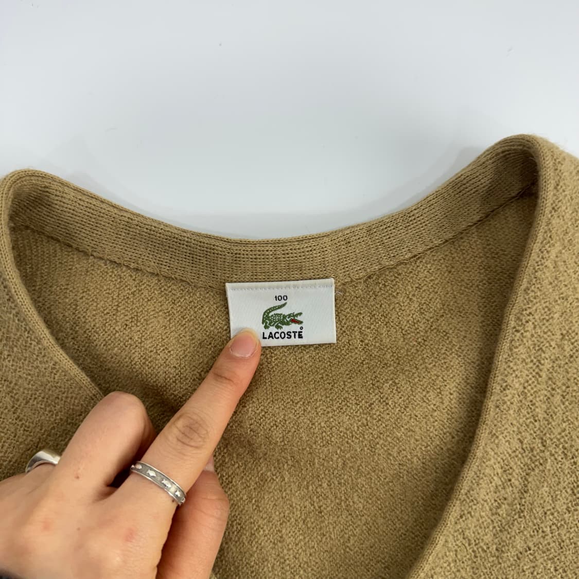 Lacoste 라코스테 스몰로고 베이지 니트 가디건 상품이미지7