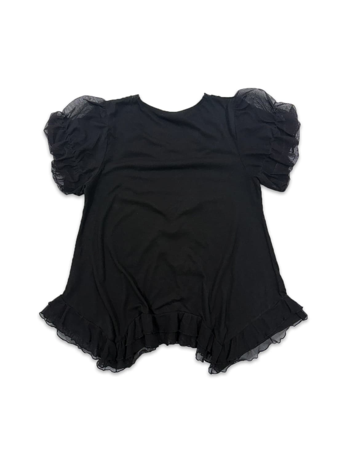 빈티지 Axes Femme 블랙 프릴 고양이 티셔츠 상품이미지5