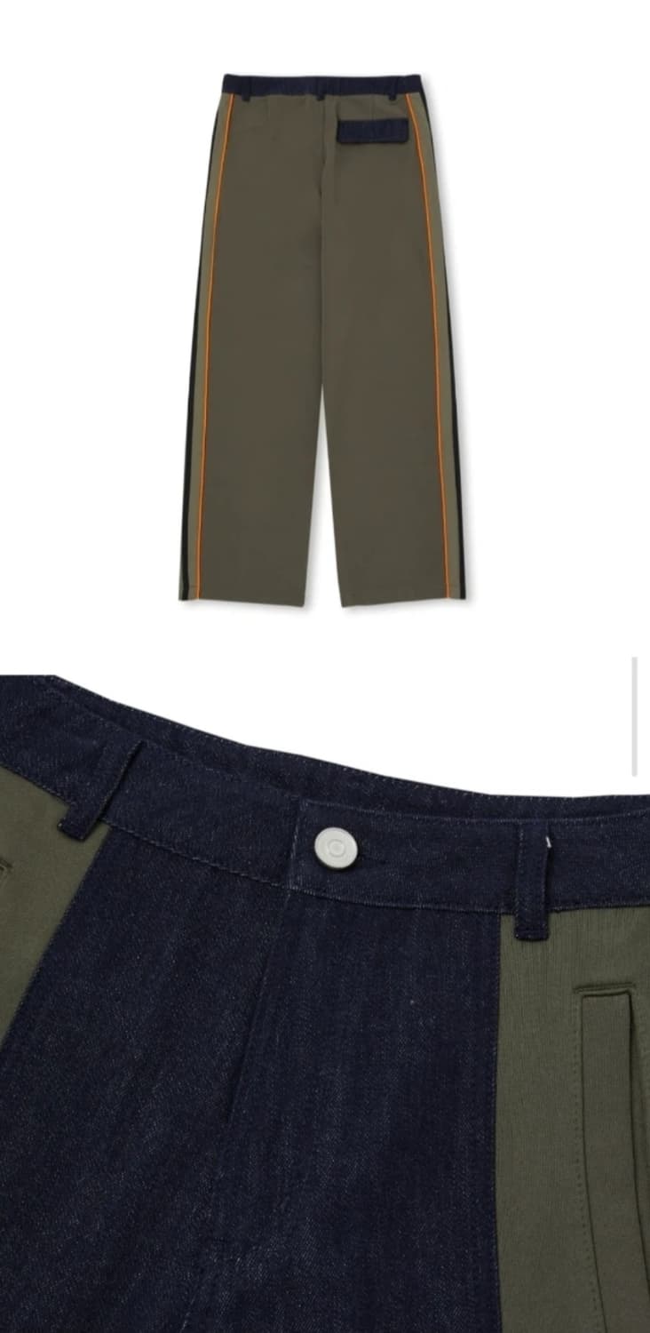 NERDY 널디 유니 데님 믹스 트랙 팬츠 L 카키 (무신사) 상품이미지8