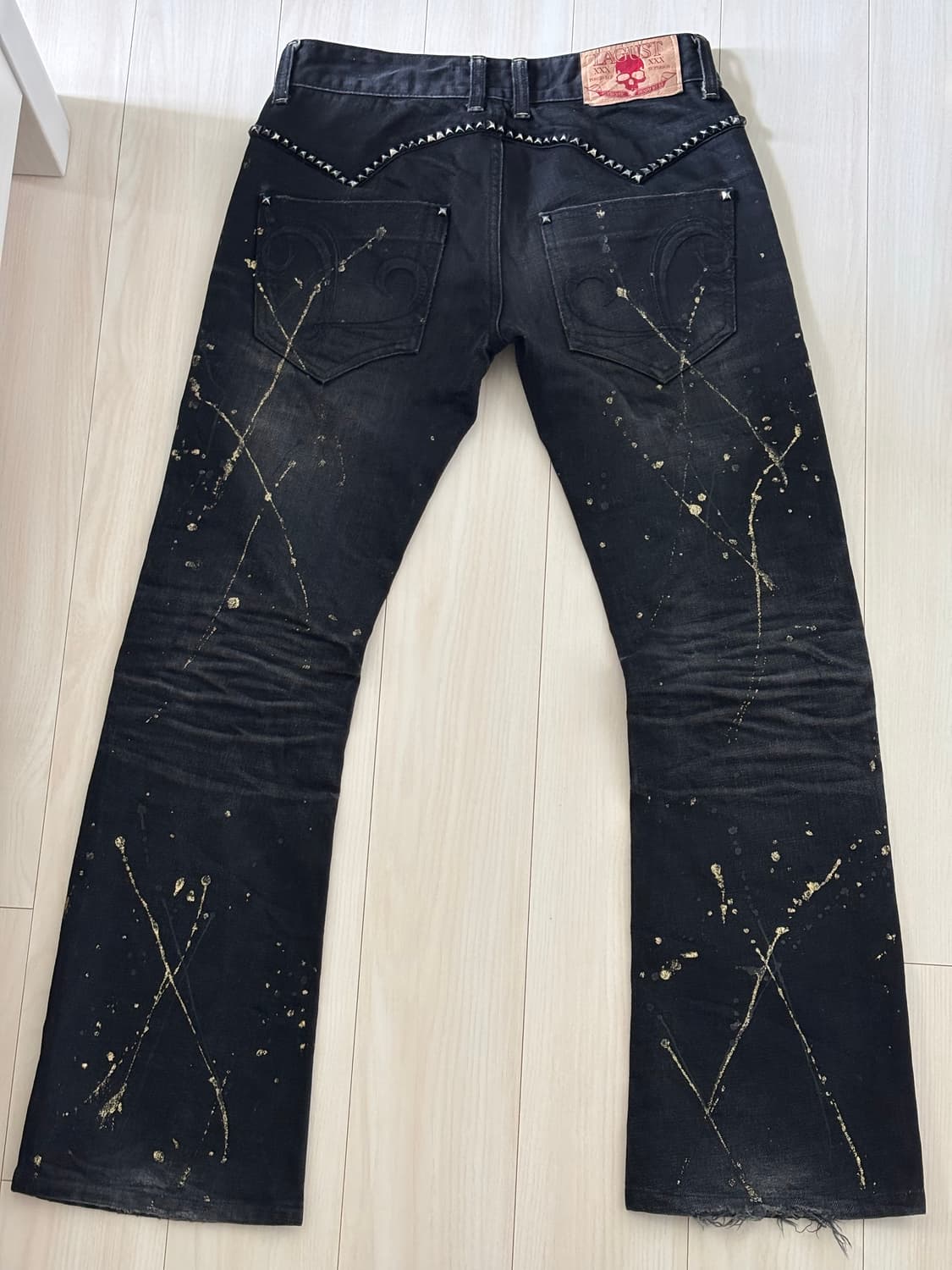 Lagust 희귀 펑크 y2k 로우라이즈 흑청 상품이미지2