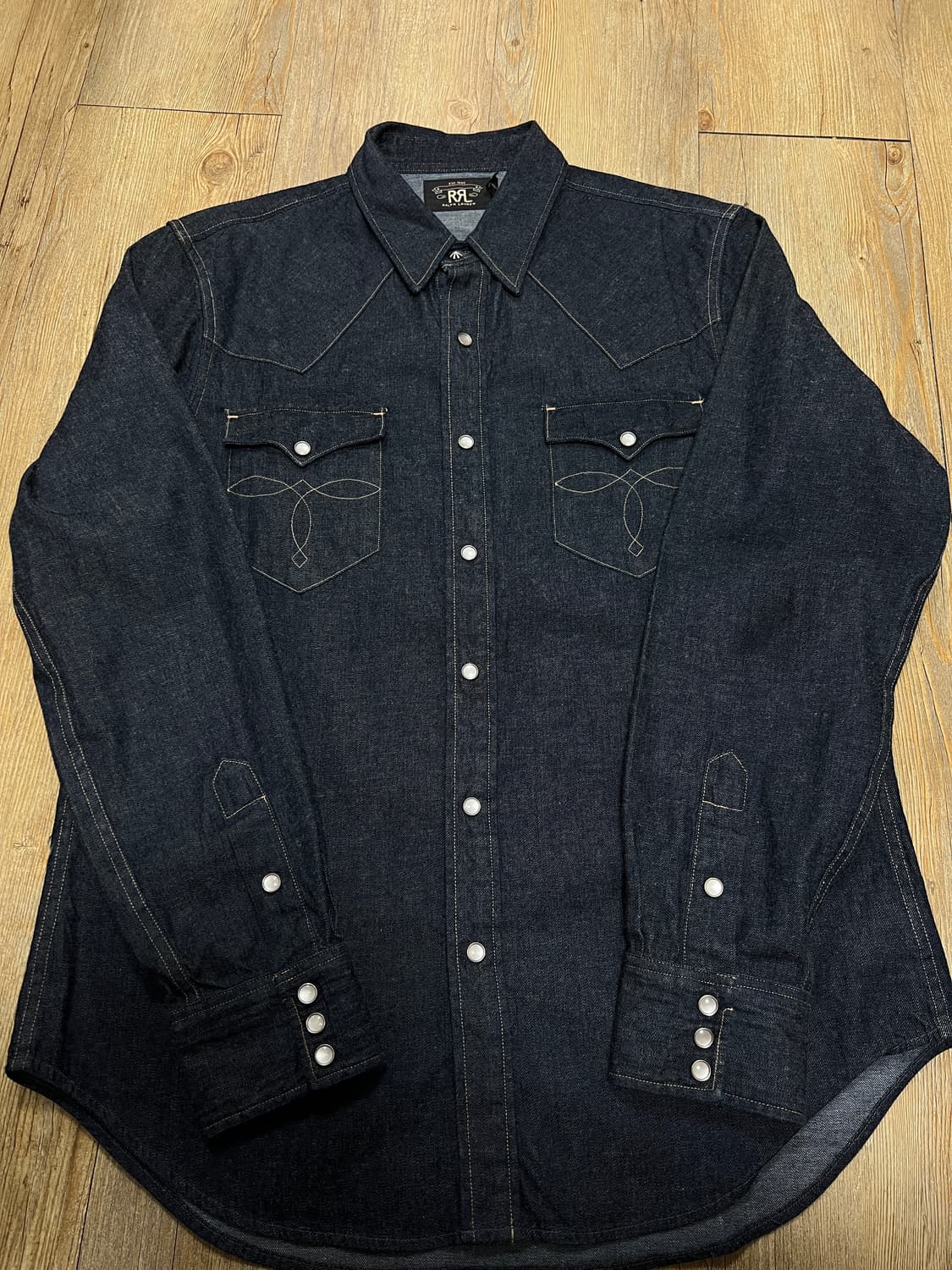 택포25) RRL 더블알엘 데님 웨스턴 셔츠 린스드 원워시 L 상품이미지1