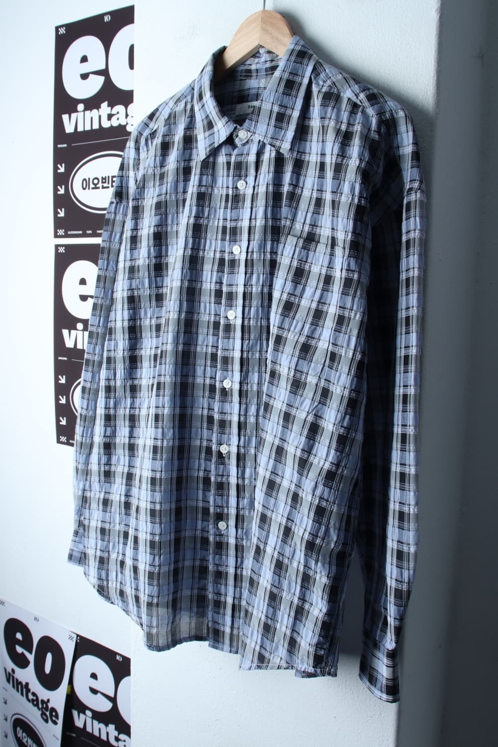 (M-XL) 에잇세컨즈 셔츠 남방 체크 블루 경량 여름-H33537 상품이미지1