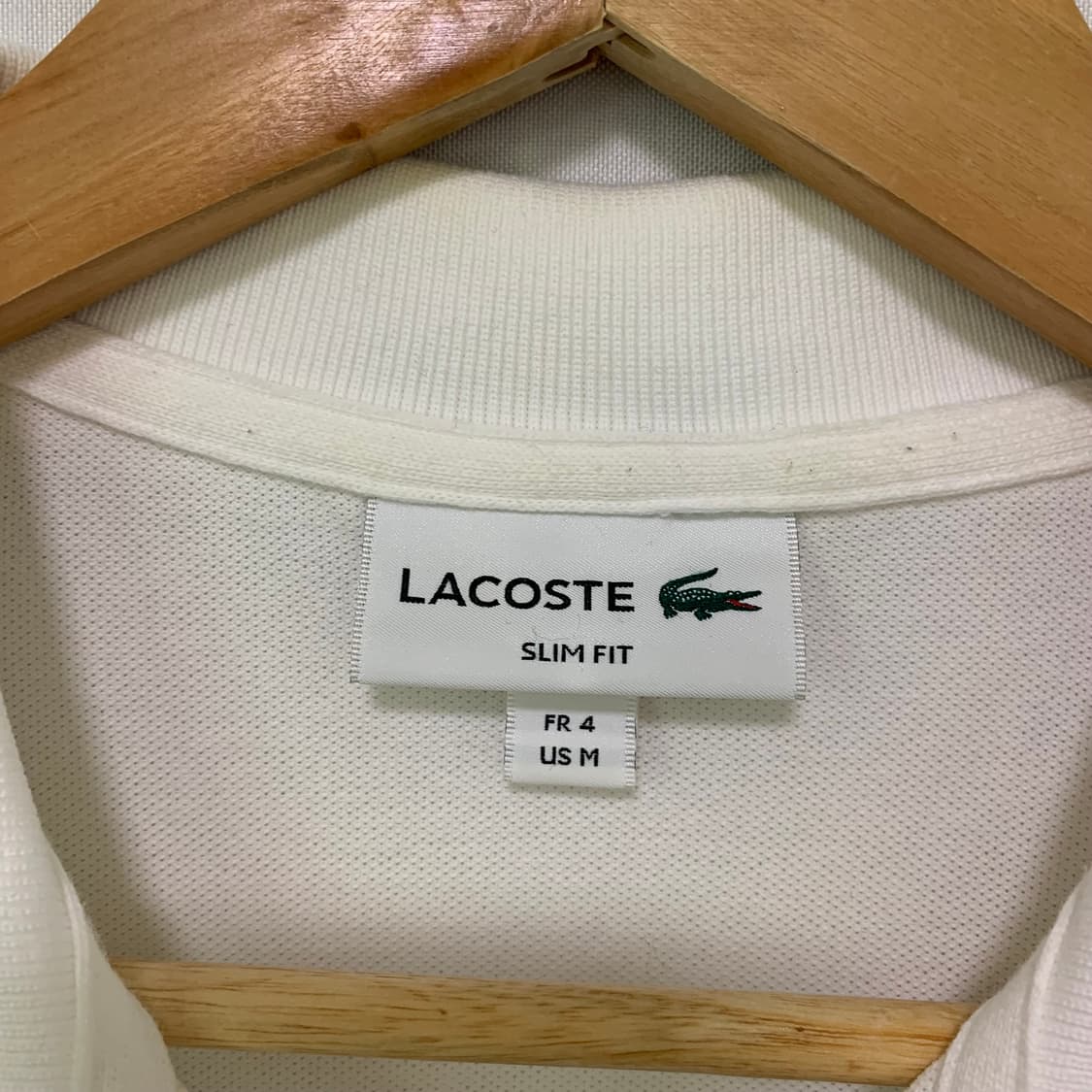라코스테 슬림핏 화이트 폴로티 카라 티셔츠 M 남녀공용 상품이미지6