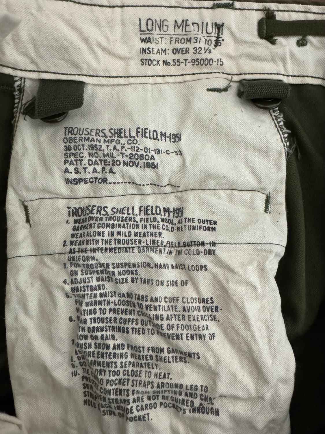 미군 US M-51 오리지널 팬츠 상품이미지2