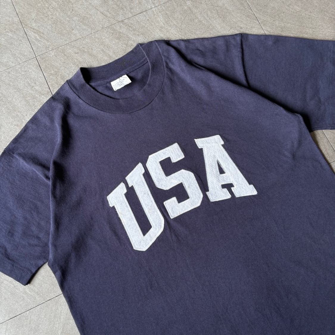 90년대 미국 생산 빈티지 USA 네이비 반팔티 상품이미지2