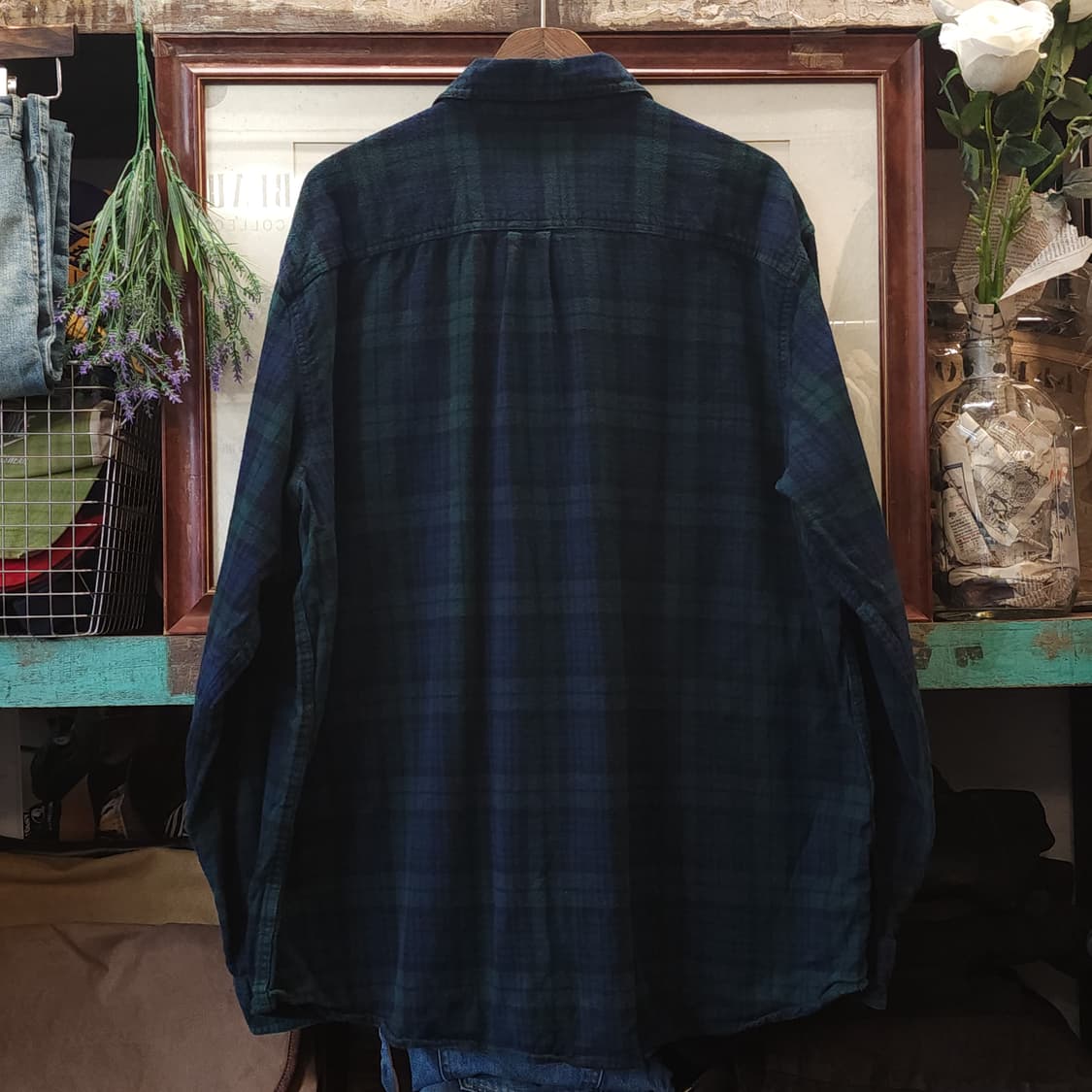 90s 엘엘빈 체크셔츠 플란넬 셔츠 헤비코튼 빅셔츠 블랙와치 패턴 xl 상품이미지3