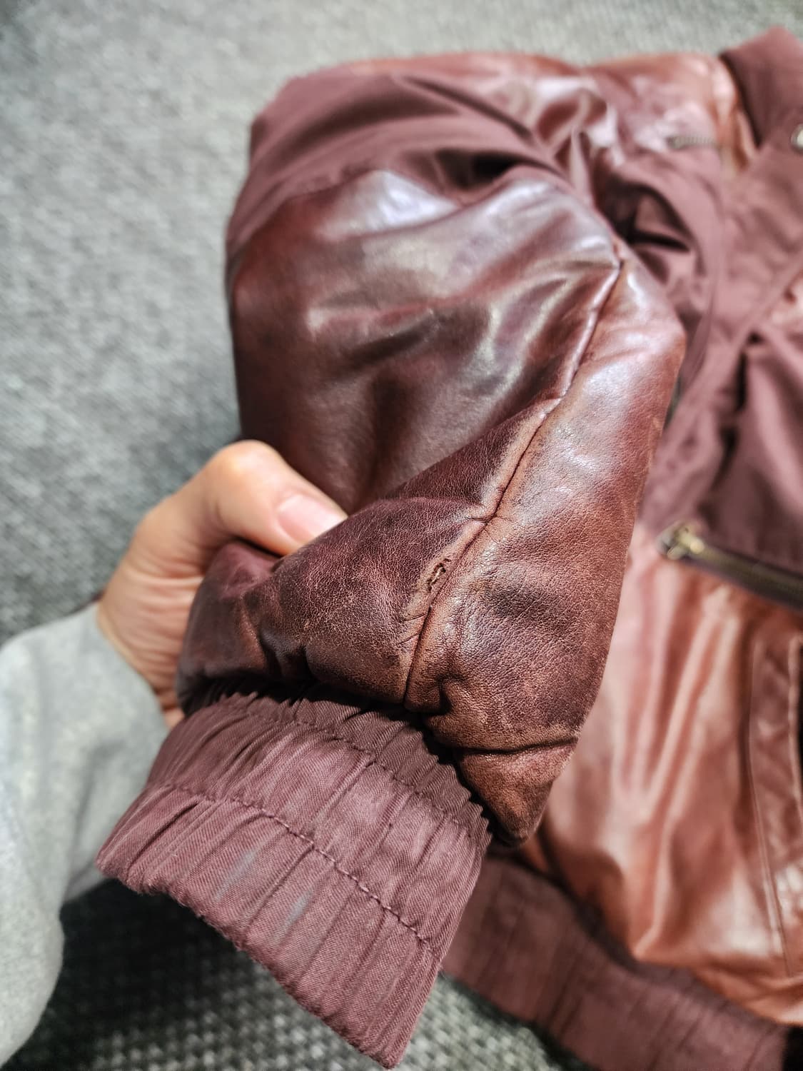 빈티지 소가죽 배색 덕다운 점퍼 95사이즈 상품이미지7