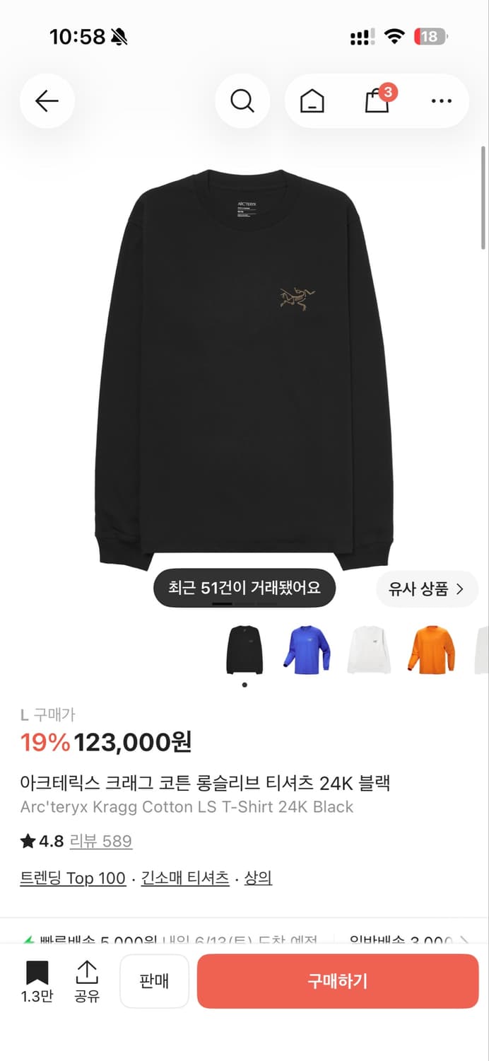 아크테릭스 롱슬리브 L  상품이미지1