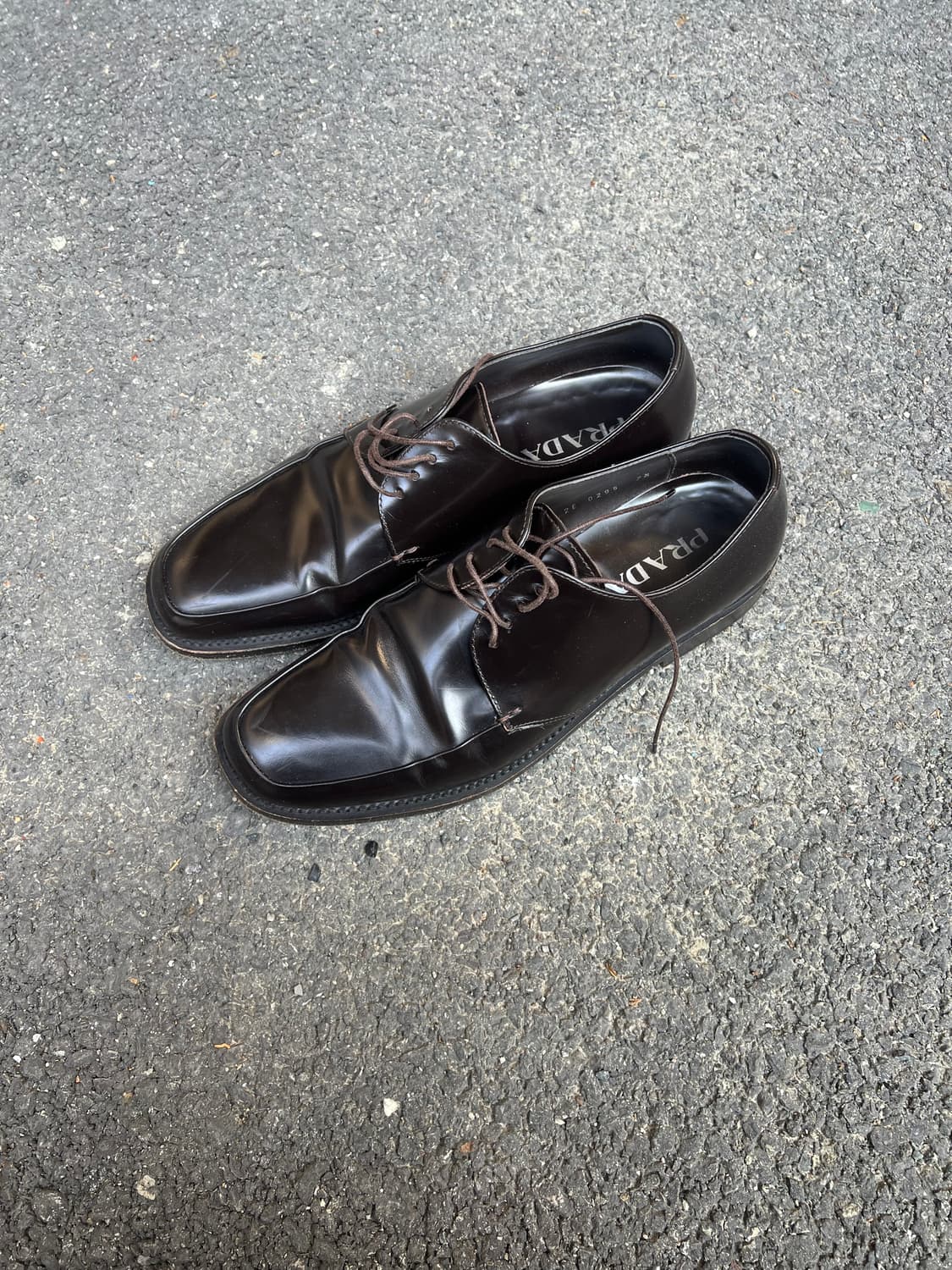 prada 브라운 세미 스퀘어토 더비 상품이미지2