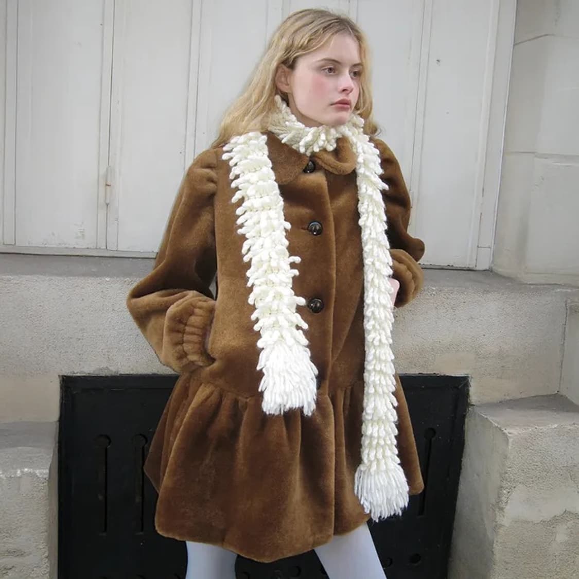 시눈 러플 시어링 퍼코트 상품이미지1