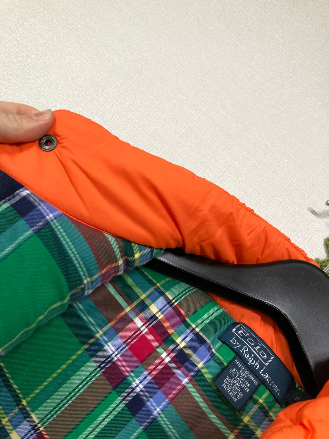 폴로랄프로렌 체크안감 배색 패딩조끼 베스트 _ 네이비/오렌지 상품이미지7