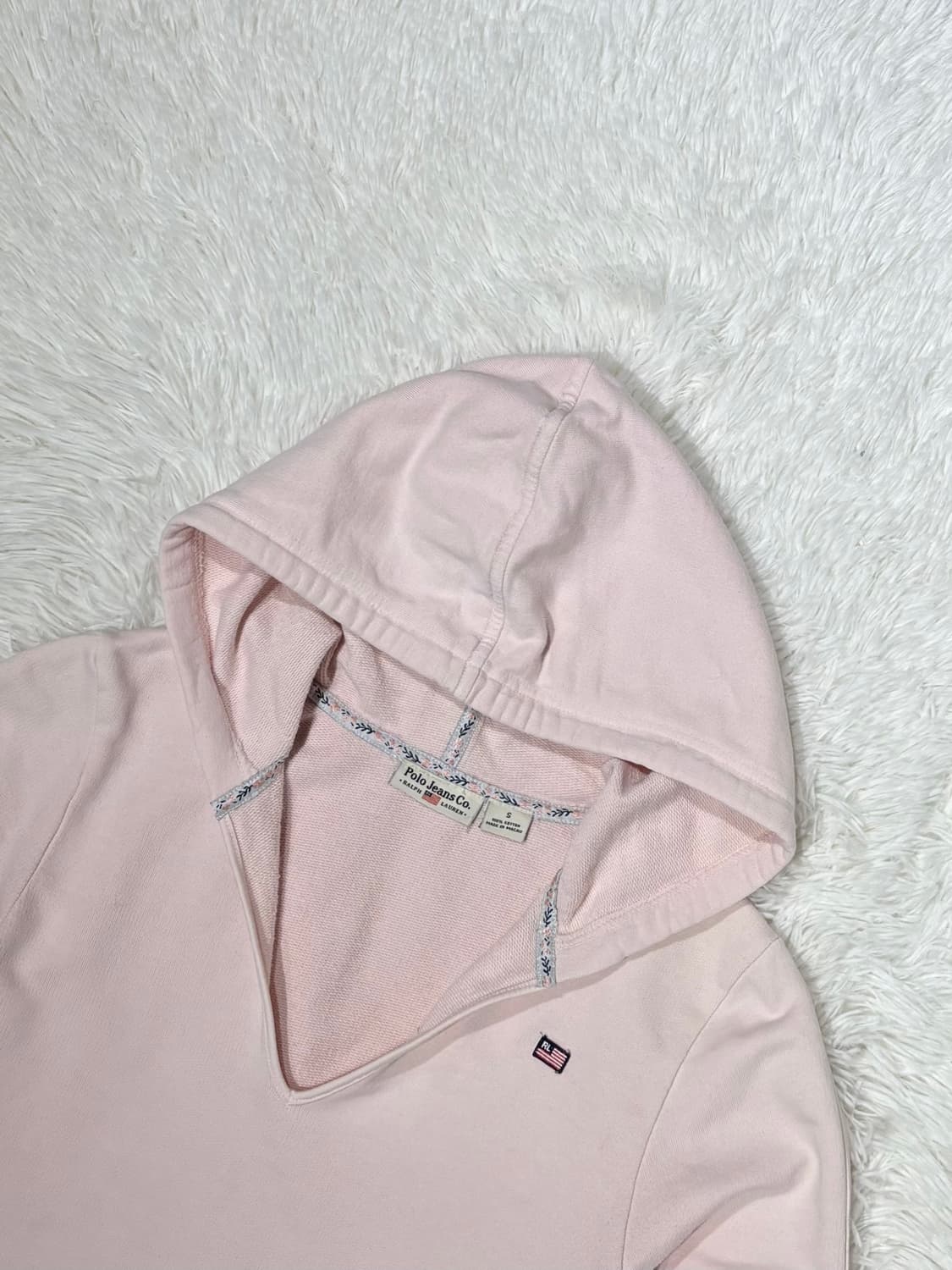 폴로 진스 오픈카라 베이비핑크 후드  상품이미지4