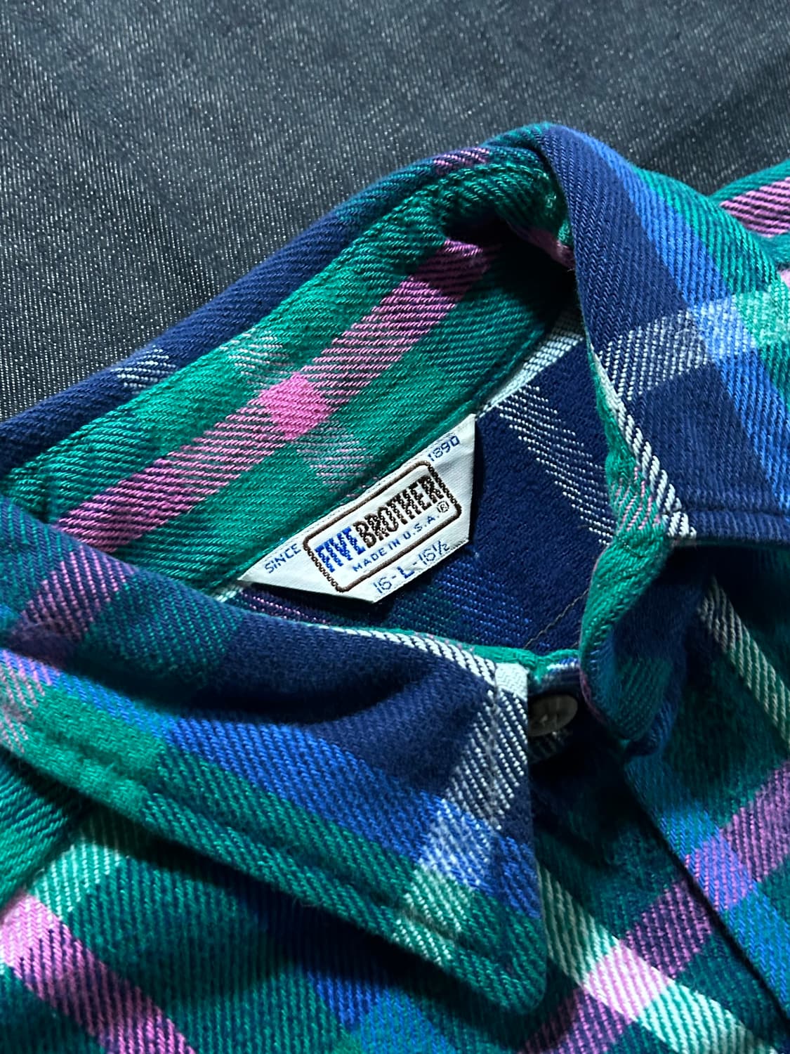 7~80s Five Brother 플란넬 체크 셔츠 Made in USA 상품이미지4