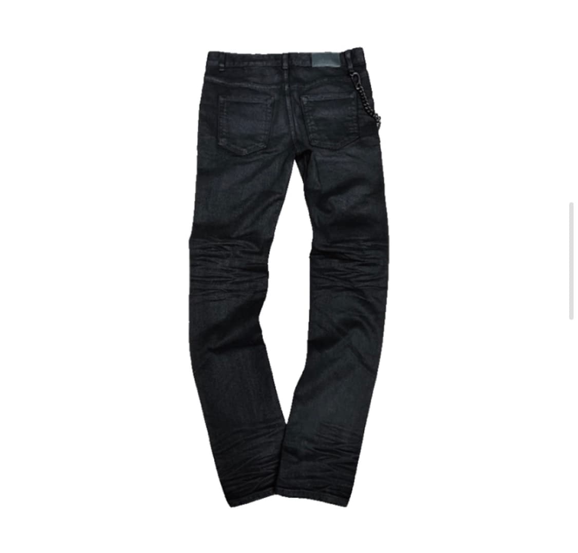 언더마이카 블랙 볼드 체인 슬림 스트레이트 왁스 코티드 진  상품이미지2