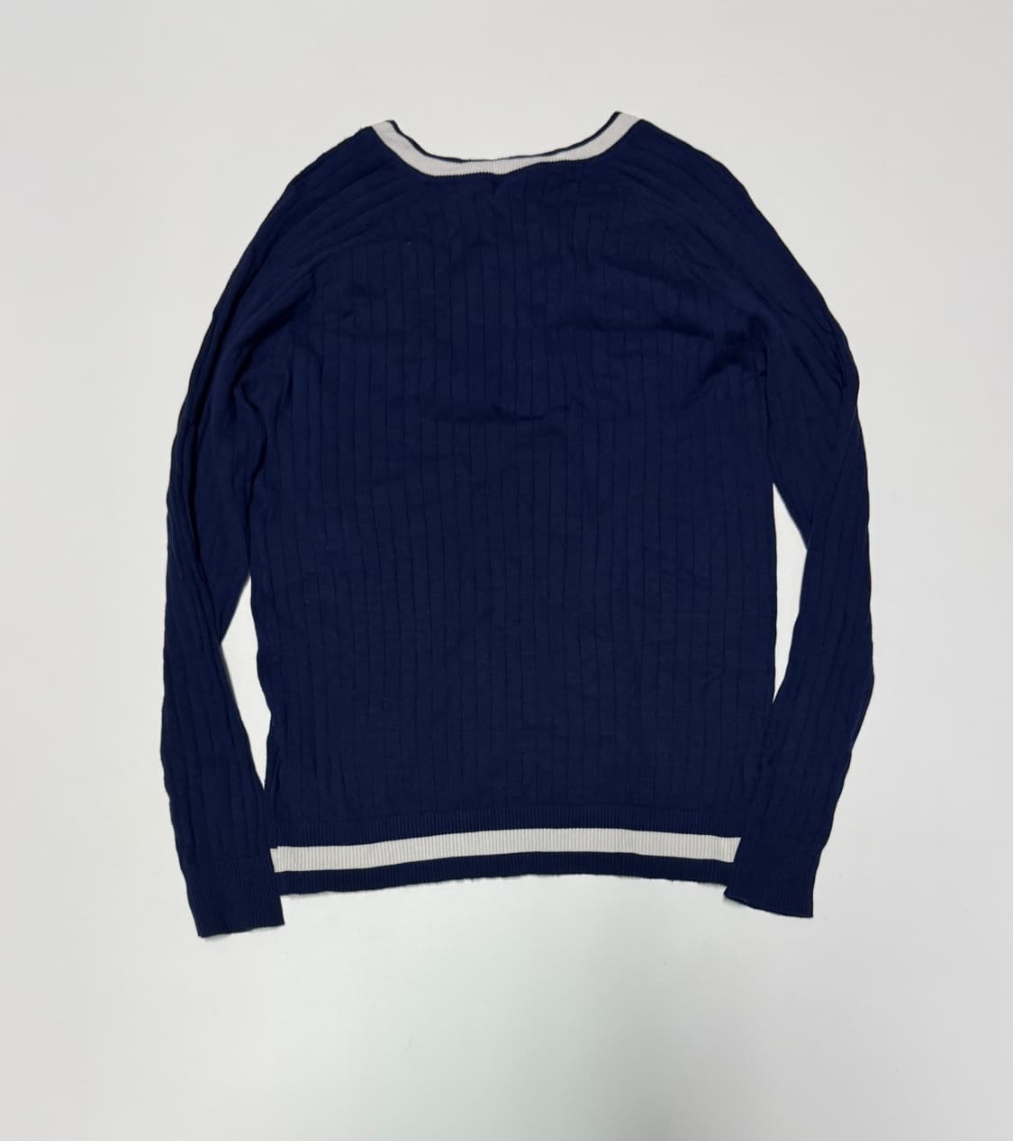 여성 라코스테 라이브 브이넥 케이블 니트 네이비 상품이미지2