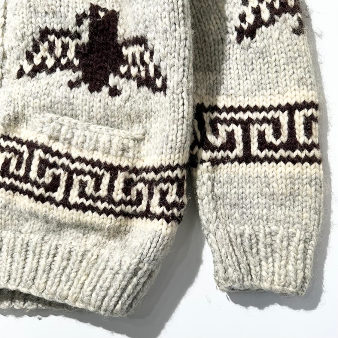 Tuak 캐나다 코위찬 숄카라 패턴 핸드 니트 집업 가디건 자켓 상품이미지5