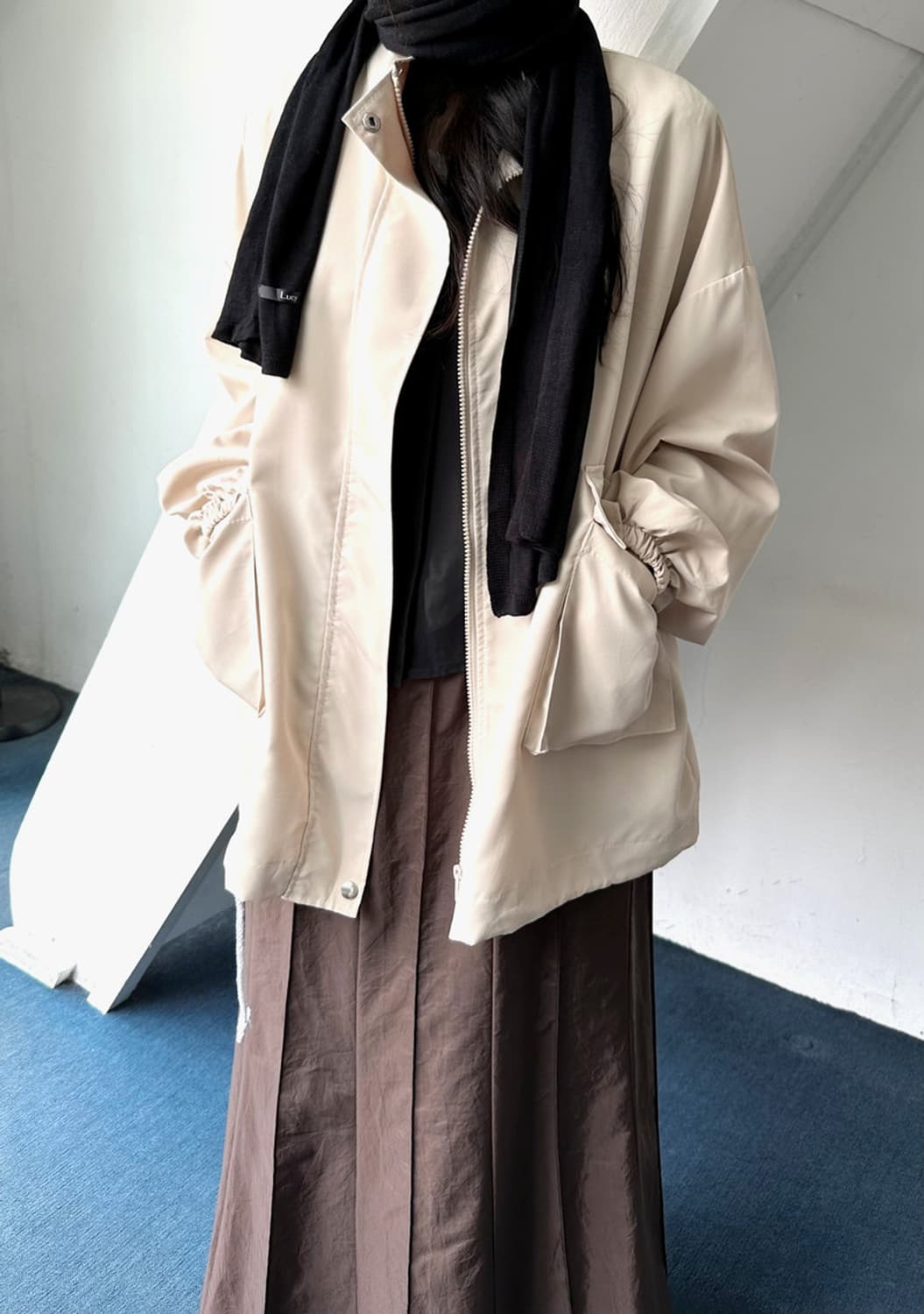 Light poly wide design mid parka 상품이미지6