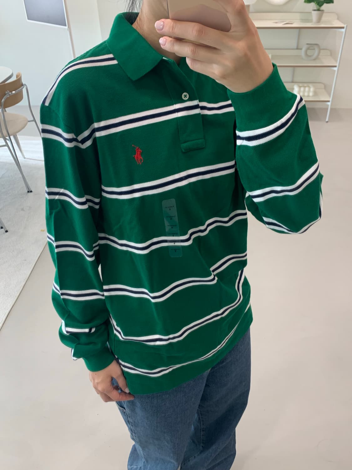 폴로 랄프로렌 스트라이프 긴팔 카라티 그린 S,M,L 상품이미지3