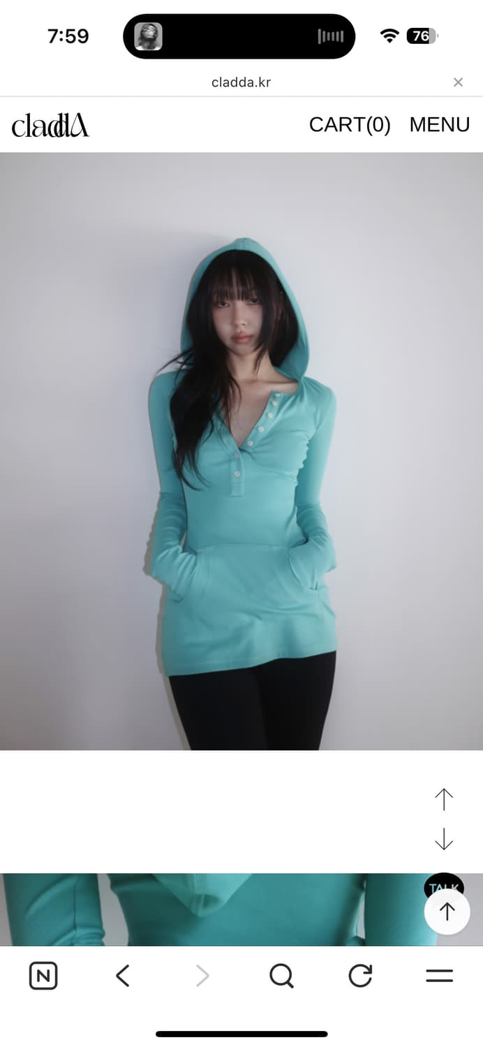 클라따 컨투어 후디 티 아쿠아 상품이미지1