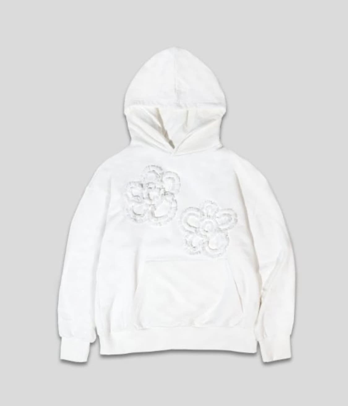 생긴스튜디오 플라워 레이스 후드티 - 화이트 상품이미지1