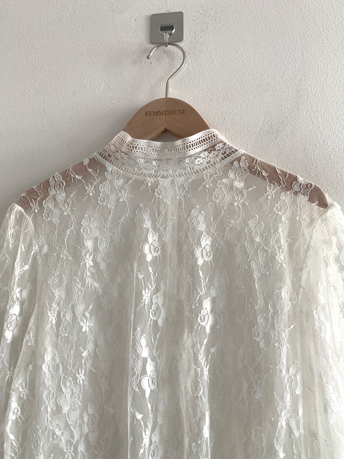 Lace high neck blouse(ivory) 상품이미지3