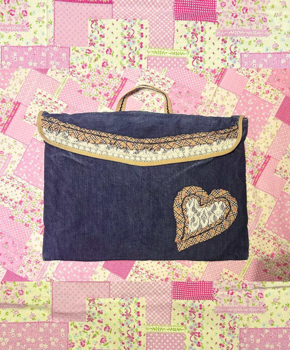 [모리걸] 희귀 보부상가방 일본빈티지 데님 버버리프릴백 상품이미지1