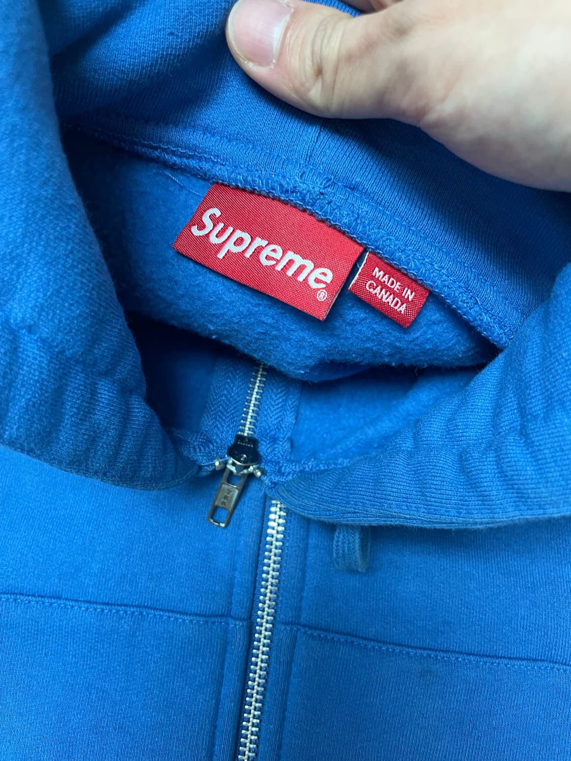 [L] 슈프림 스몰로고 후드집업 블루 상품이미지3