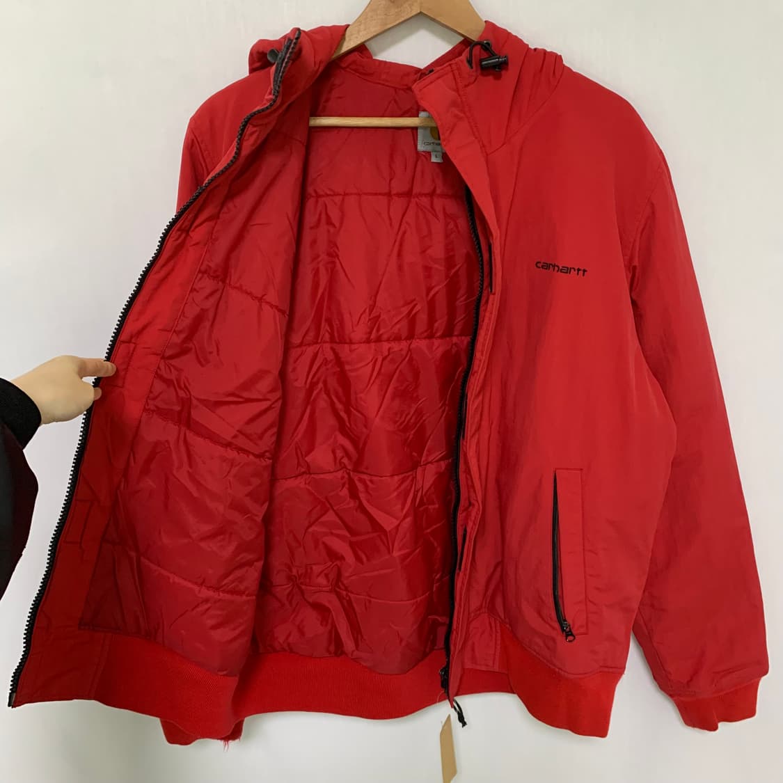 칼하트 레드 후드 바람막이 점퍼 L 빈티지 남녀공용 자켓 상품이미지5