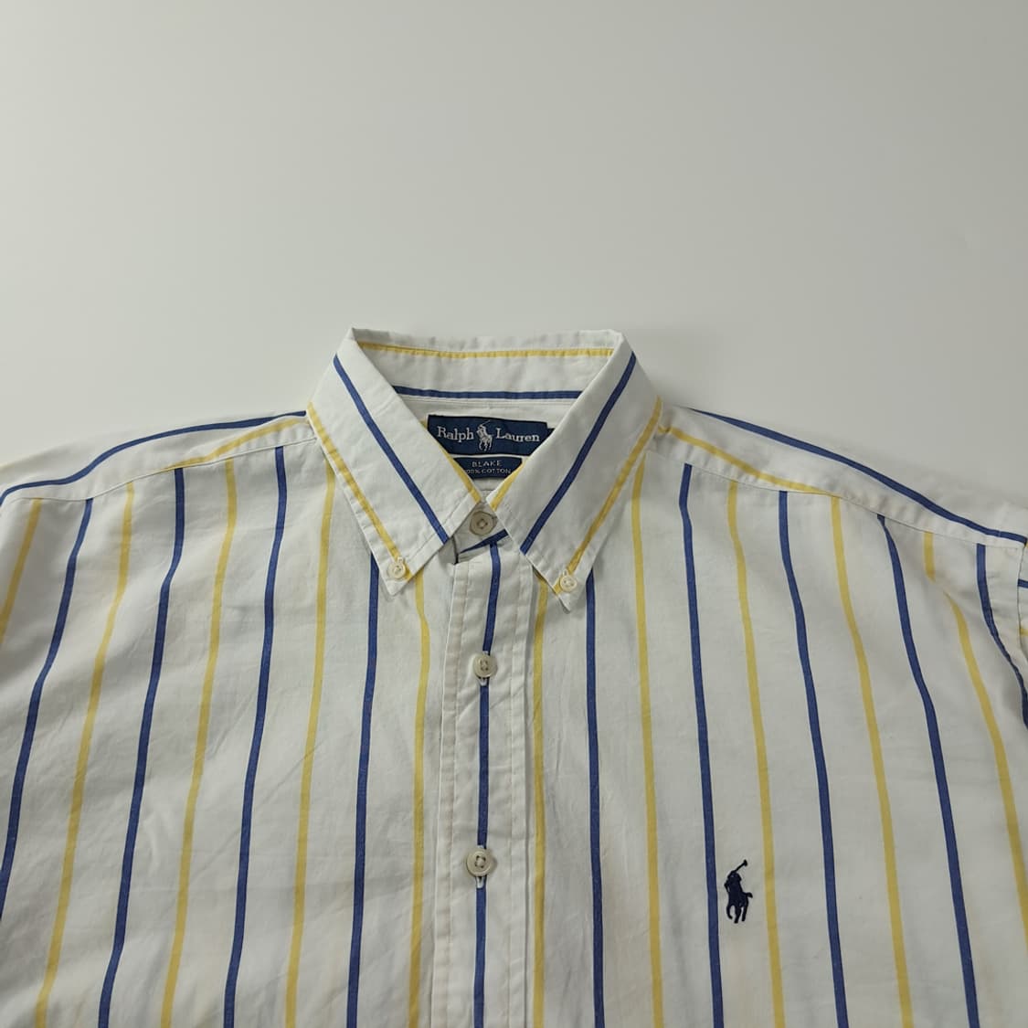 CK321 L 폴로 90s 올드스쿨 네이비 옐로우 스트라이프 셔츠 남방 상품이미지2