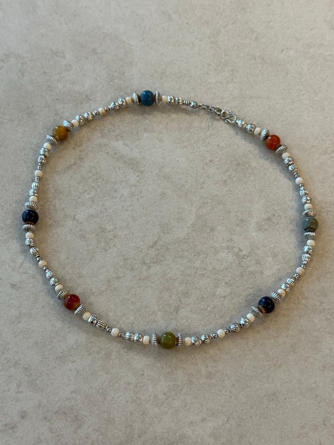 도자기 비즈 실버 레이어드 목걸이 상품이미지1