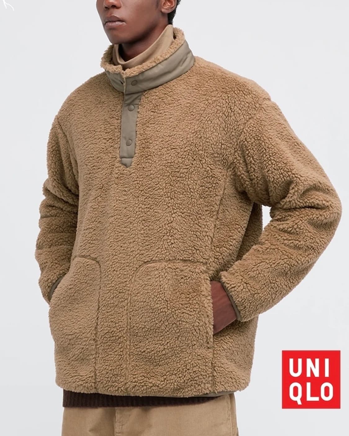 유니클로 화이트마운티니어링 콜라보 반집업 뽀글이 양털 후리스 플리스 카멜 상품이미지2