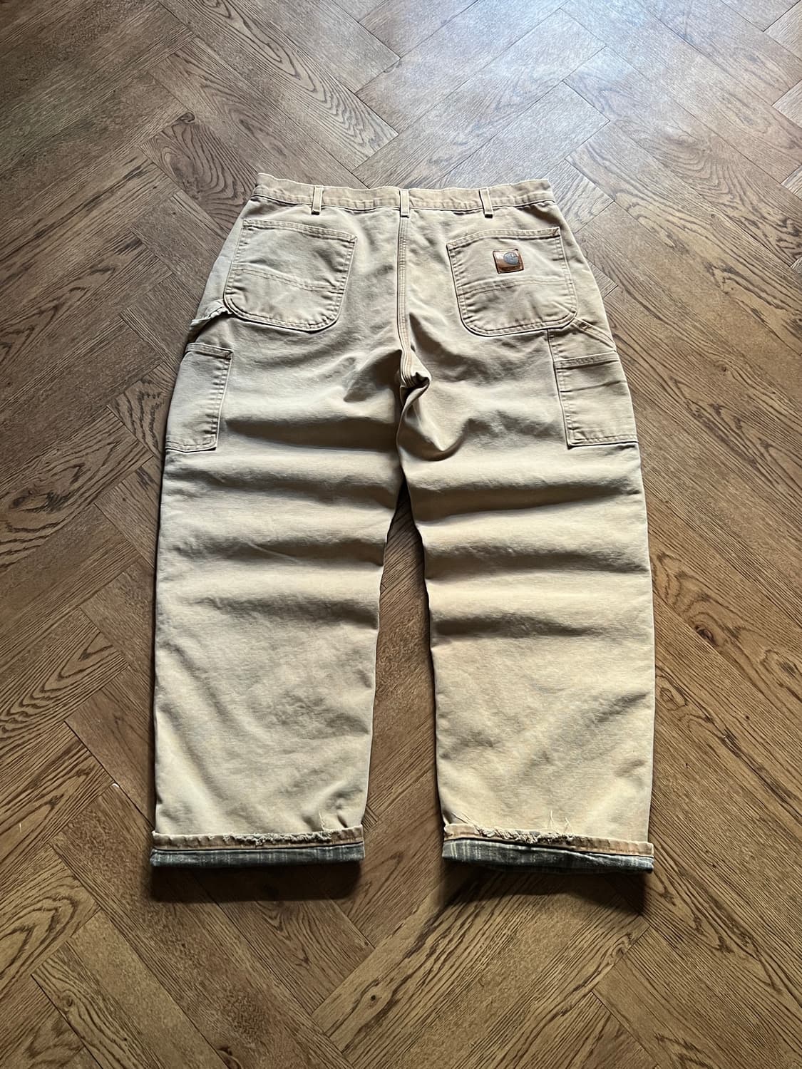 [36]칼하트 Made in USA 체크 라이닝 브라운 싱글니 워크 팬츠 상품이미지2