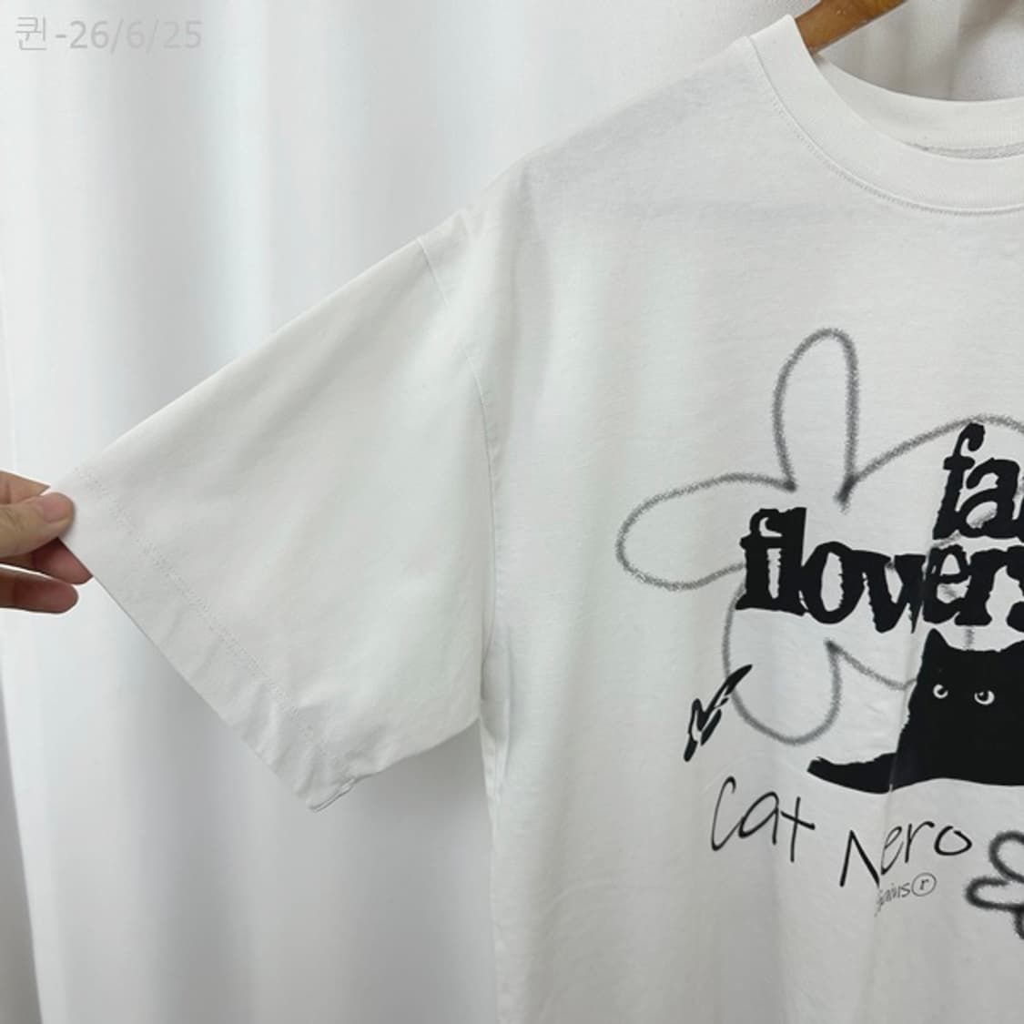 GAINSBORO 여자 면 반팔티 화이트 S 상품이미지3