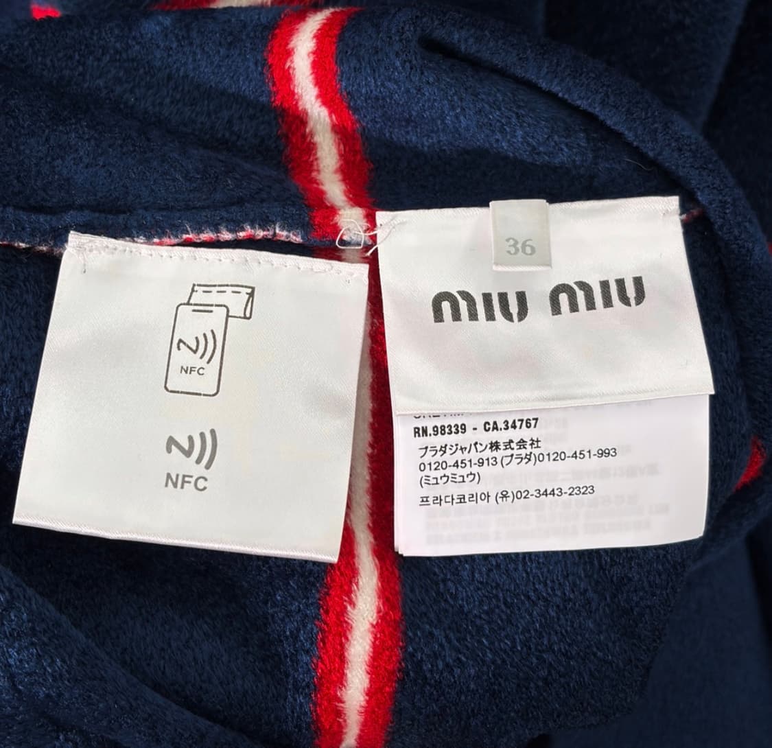 [36] 미우미우 스트라이프 비스코스 테리 폴로 카라 긴팔 셔츠 티셔츠 상품이미지7