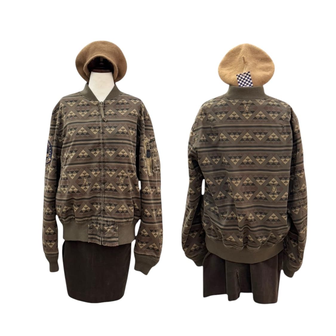 히스테릭글래머 네이티브 패턴 코튼 MA-1 카키 상품이미지10