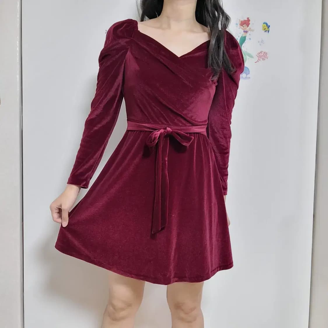 아뜨랑스 레드 벨벳원피스 크리스마스룩 상품이미지3