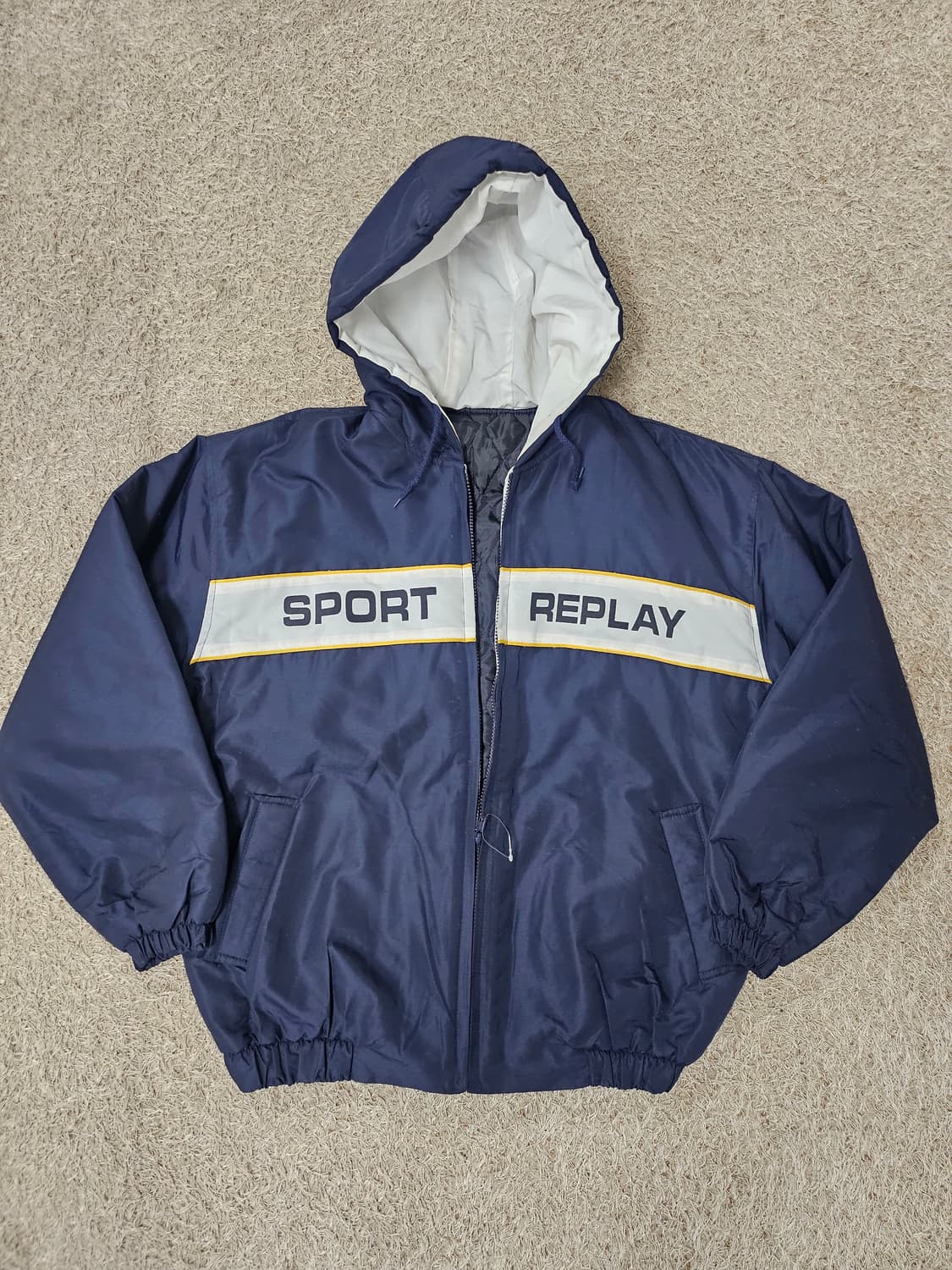 SPORTS REPLEY 90s 올드스쿨 백로고 누빔 안감 후드 집업 상품이미지1