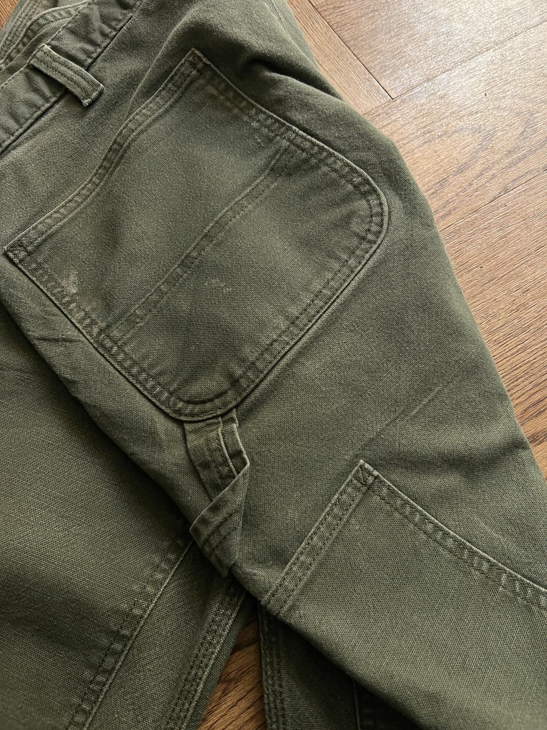[38]칼하트 USA 더티워싱 모스그린 더블니 워크 팬츠 상품이미지7