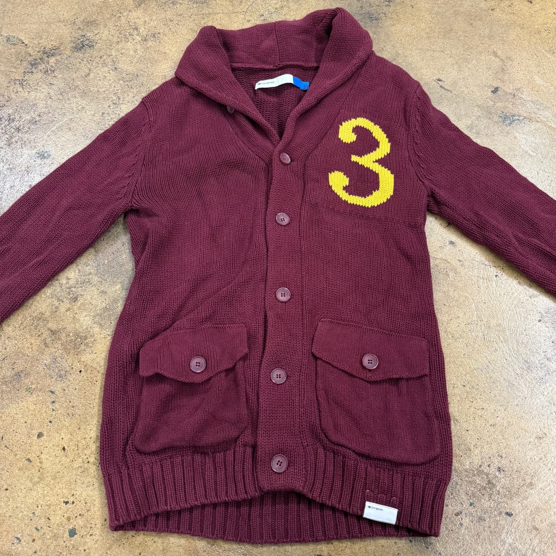 아디다스 버건디 카라 니트 가디건 90 상품이미지3