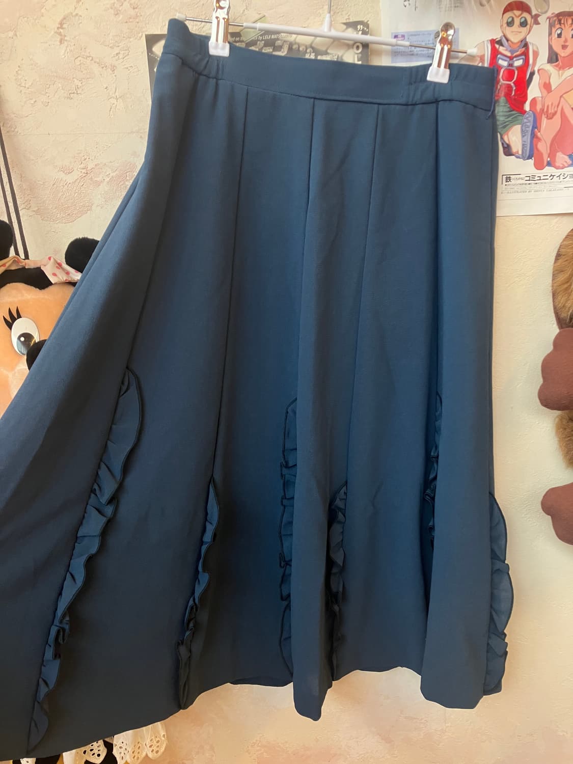 jpn 청록 러플 롱스커트 상품이미지2