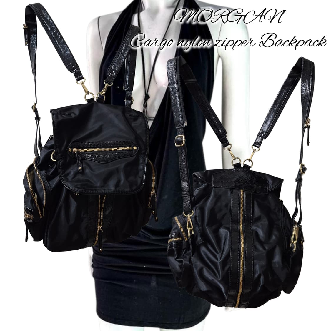 MORGAN Cargo nylon zipper Backpack 상품이미지1