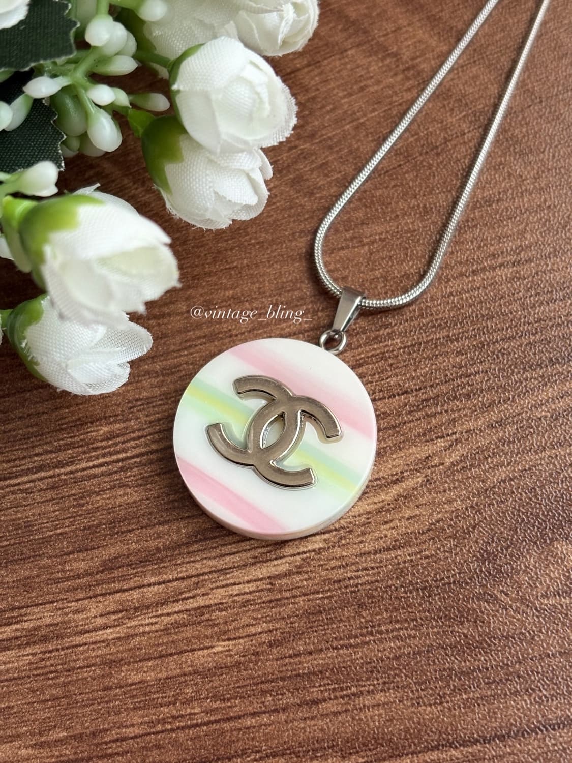 샤넬 파스텔 레인보우 실버 스네이크 목걸이  상품이미지2