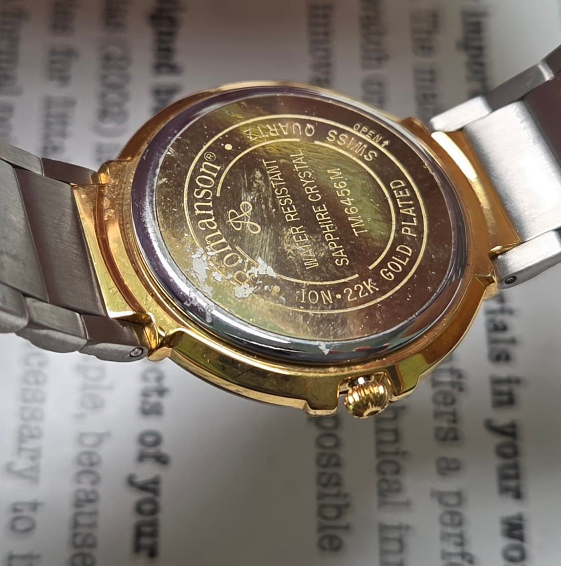 데드스탁] 빈티지 로만손 튤립 투톤 스파클 다이얼 칼침핸즈 쿼츠 남성용
 상품이미지7