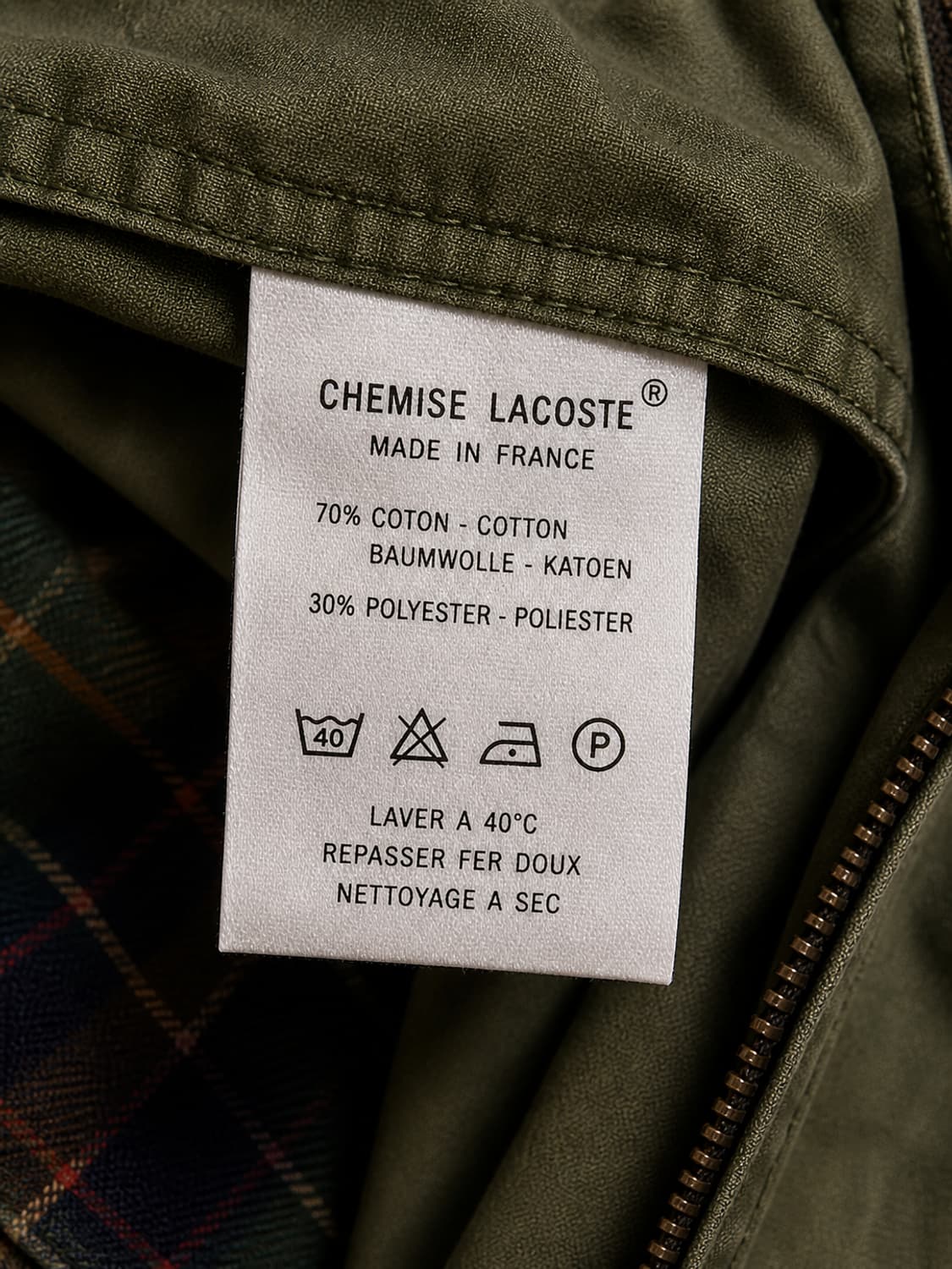90s CHEMISE LACOSTE 리버시블 체크 블루종 자켓 (L) 상품이미지5